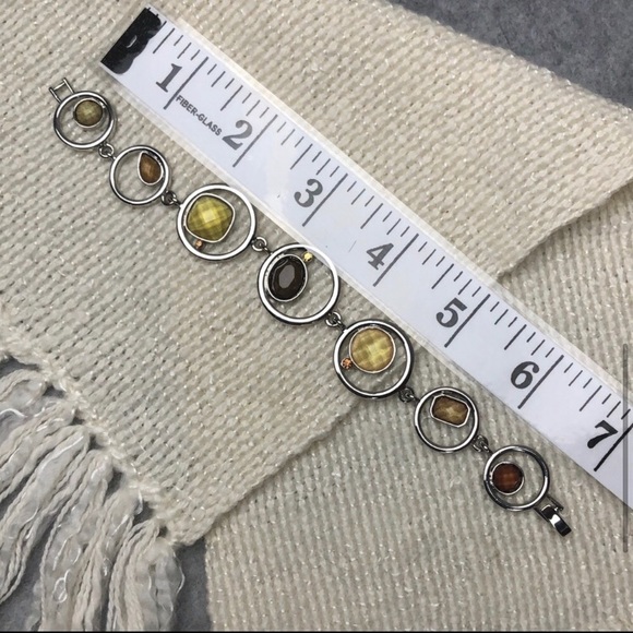 Lia Sophia Bracelet Silver-Tone Brown & Yellow ~ Beautiful! - Picture 3 of 4